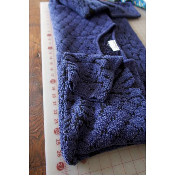 Vintage 80s Grandpa Sweater Womens XXL Blue Chunky Soft Grunge Indie Sleeze - Picture 7 of 11